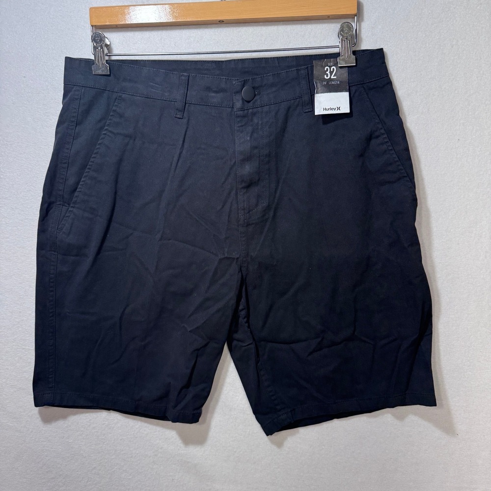 Hurley Pleasure Point 20" Chino Shorts, 8" Inseam Black 100% Cotton Mens Size 32